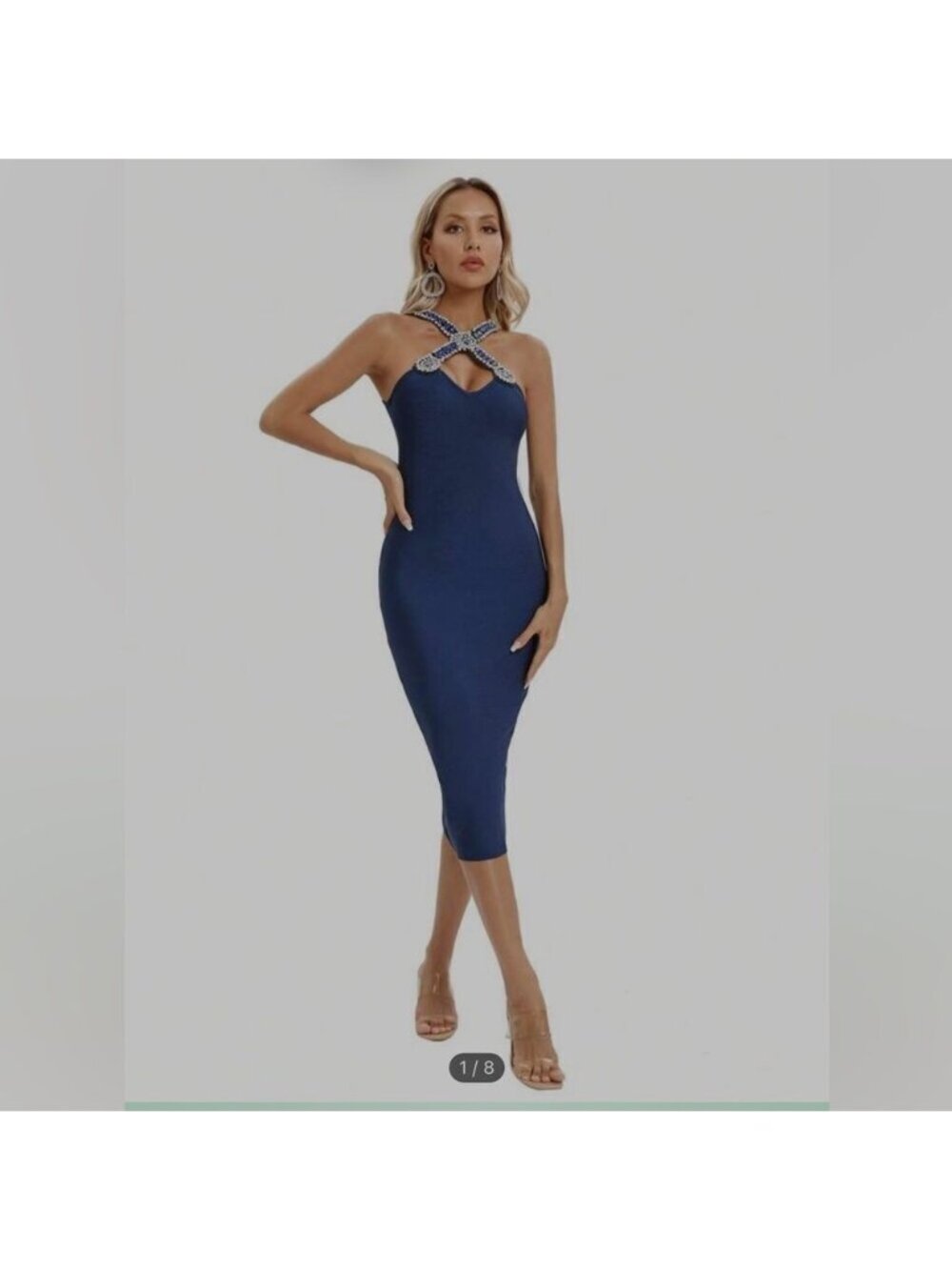 Elegant Blue Midi Dress